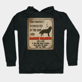 Alaskan malamute Silhouette Vintage Humorous Guard Dog Warning Sign Hoodie